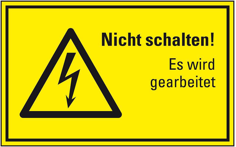 Masch.Hinweisschild Warnung elektronische Spannung Nicht schalten!..., Kunststoff, 300x200mm