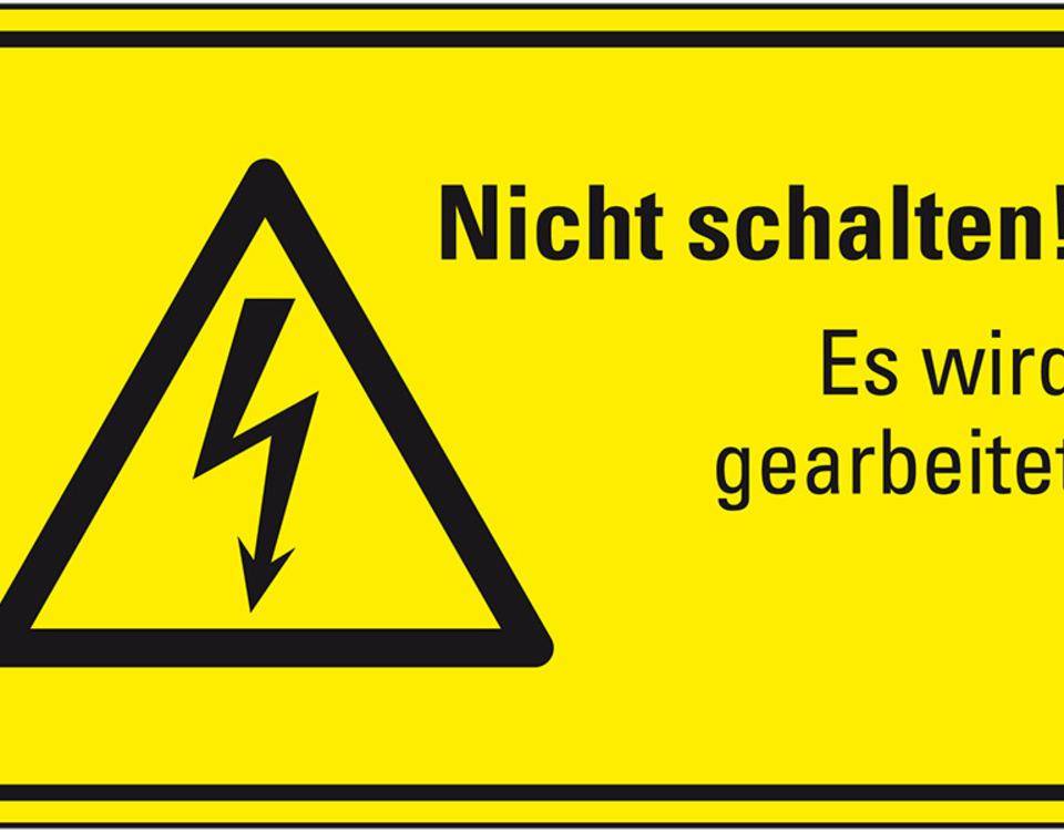 Masch.Hinweisschild Warnung elektronische Spannung Nicht schalten!..., Kunststoff, 300x200mm