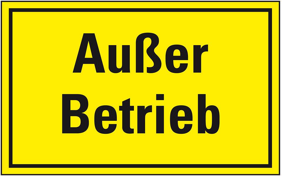 Warnschild Außer Betrieb!, Magnetfolie, 120x200mm