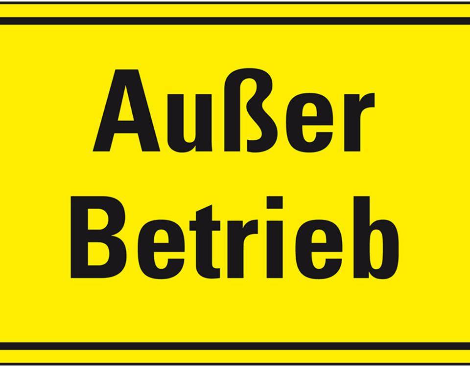 Maschinen-Hinweisschild Außer Betrieb, gelb/schwarz, Magnetfolie, 300x200mm