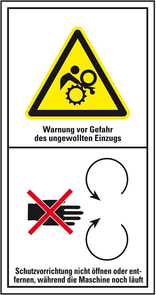Maschinenkennzeichen Warnung des ungewollten Einzugs, Folie, selbstklebend, 100x200mm