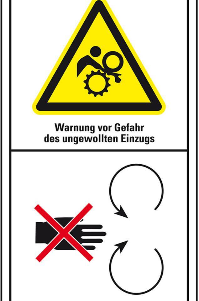 Maschinenkennzeichen Warnung des ungewollten Einzugs, Folie, selbstklebend, 100x200mm