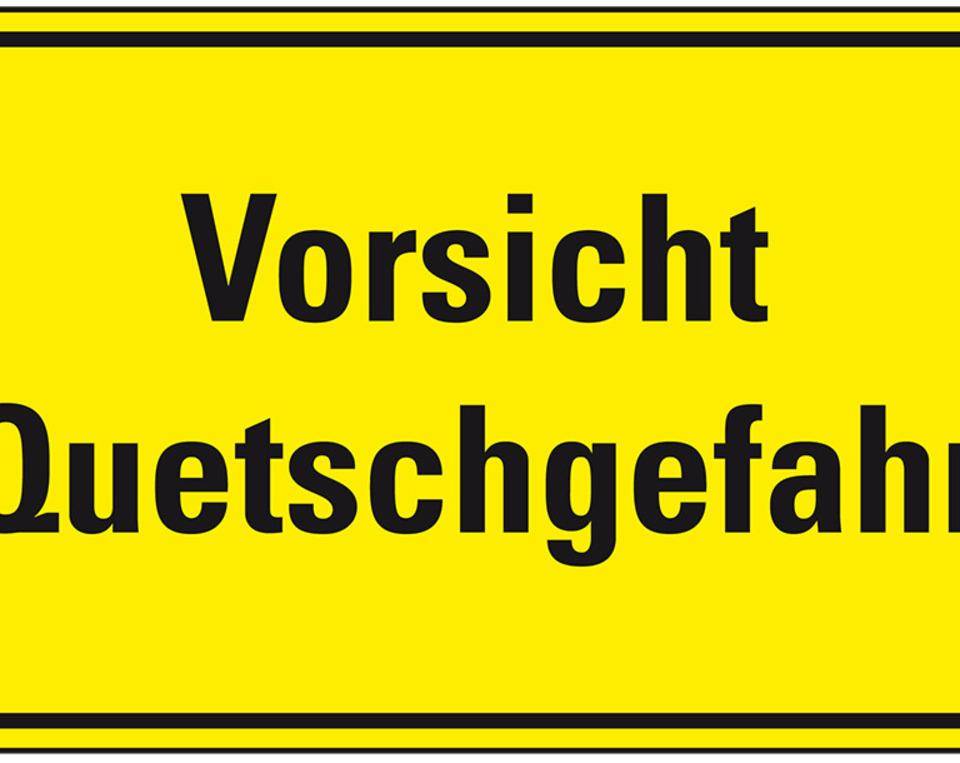 Hinweisschild Vorsicht Quetschgefahr, Kunststoff, 300x200mm
