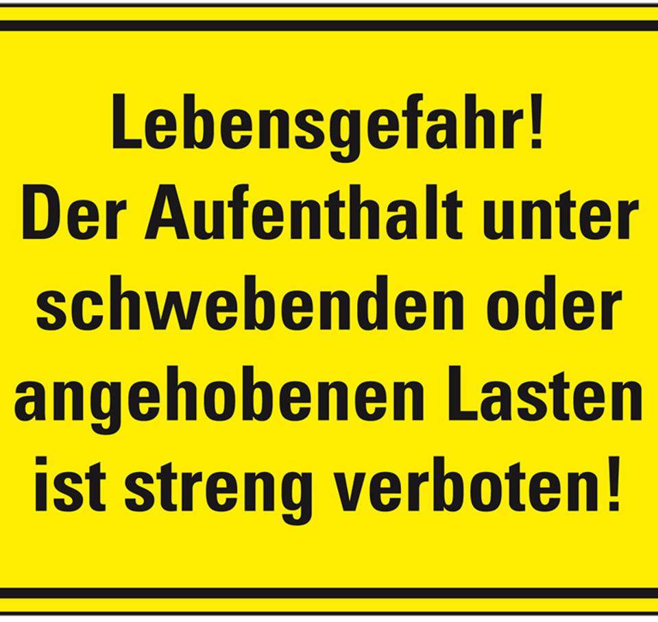 Hinweisschild Aufenthalt unter schwebenden oder aufgehob..., Kunststoff, 400x300mm