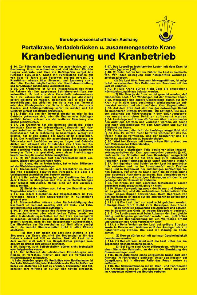 Aushang Kranbedienung und Kranbetrieb, Kunststoff, 200x300mm