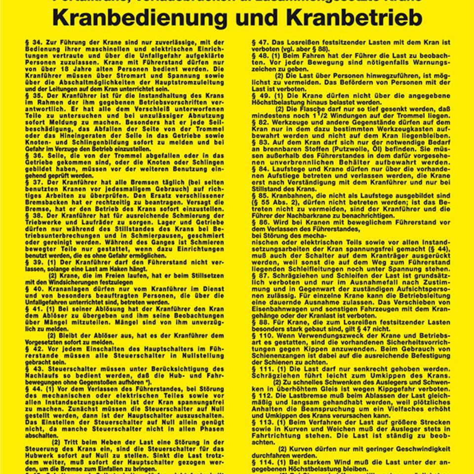 Aushang Kranbedienung und Kranbetrieb, Kunststoff, 200x300mm