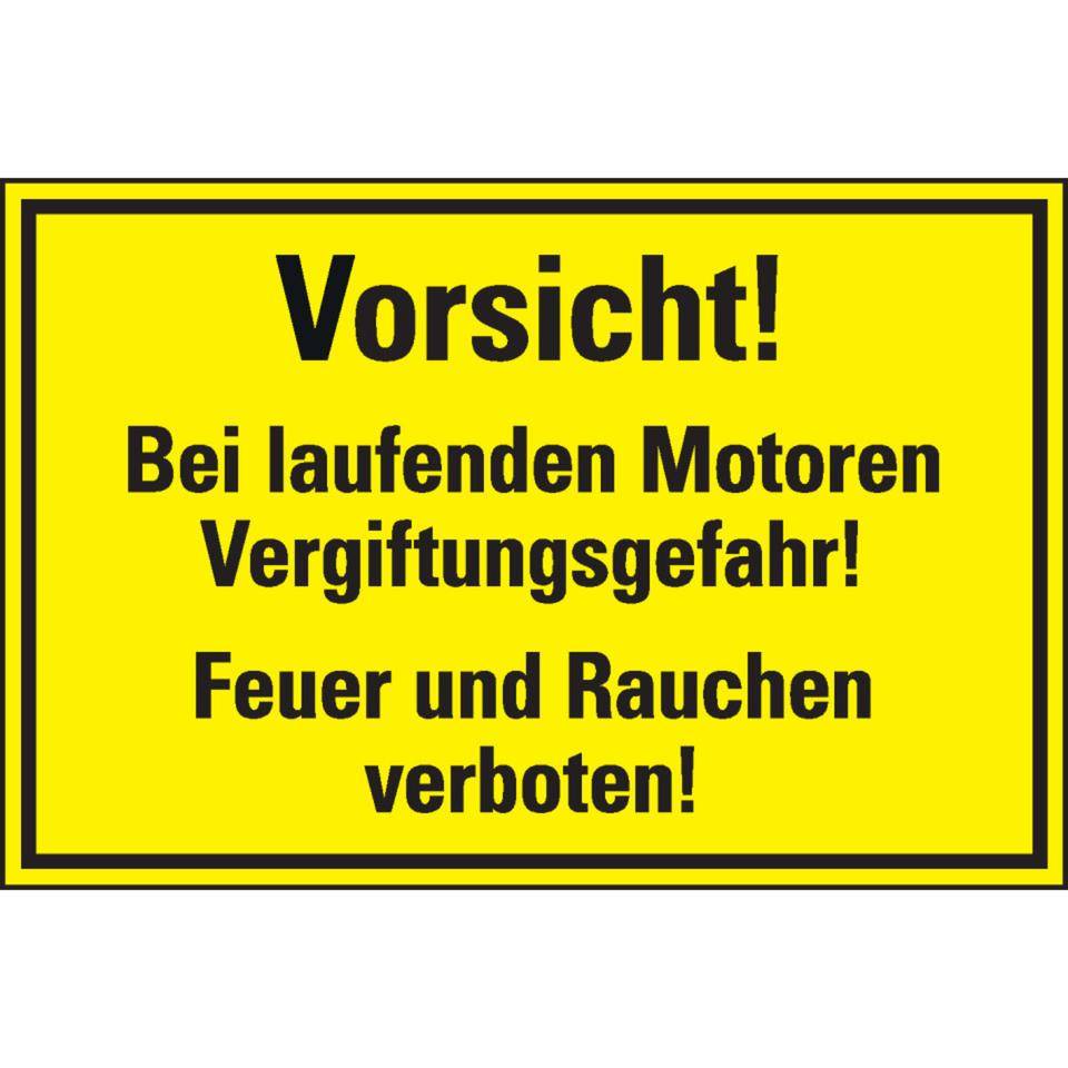 Hinweisschild Vorsicht bei laufenden Motoren Vergiftungsgefahr..., Kunststoff, 300x200mm
