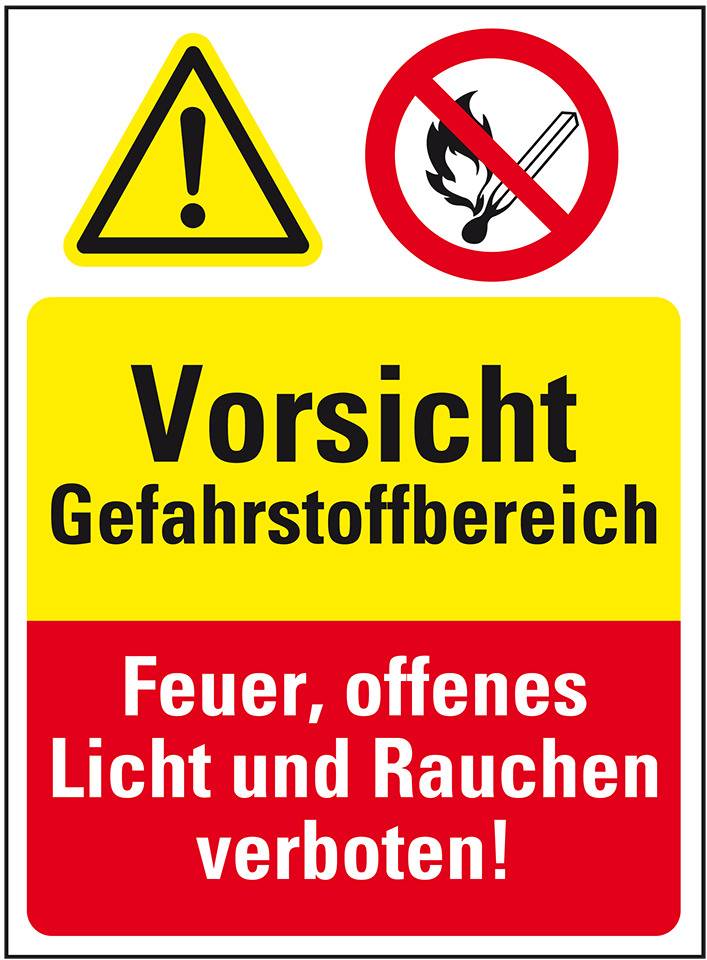 Sicherheits-Kombischild mit Symbolen, Gefahrstoffbereich..., Folie, 200x300mm