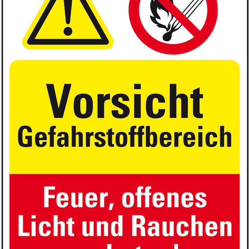 Sicherheits-Kombischild mit Symbolen, Gefahrstoffbereich..., Kunststoff, 300x400mm