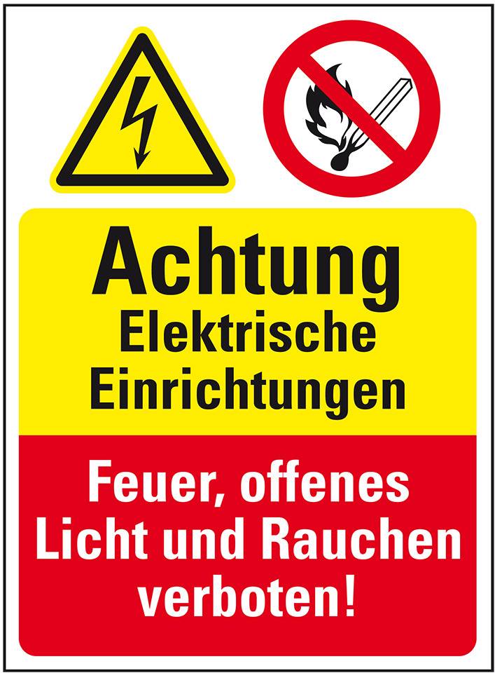 Sicherheits-Kombischild mit Symbolen, Elektrische..., Kunststoff, 300x400mm