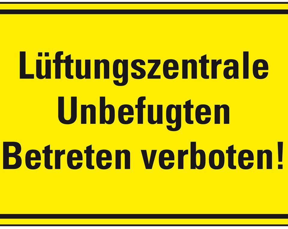 Hinweisschild Lüftungszentrale, Unbefugten Betreten verboten, Kunststoff, 300x200mm