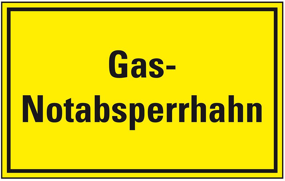 Hinweisschild Gas-Notabsperrhahn, Kunststoff, 300x200mm
