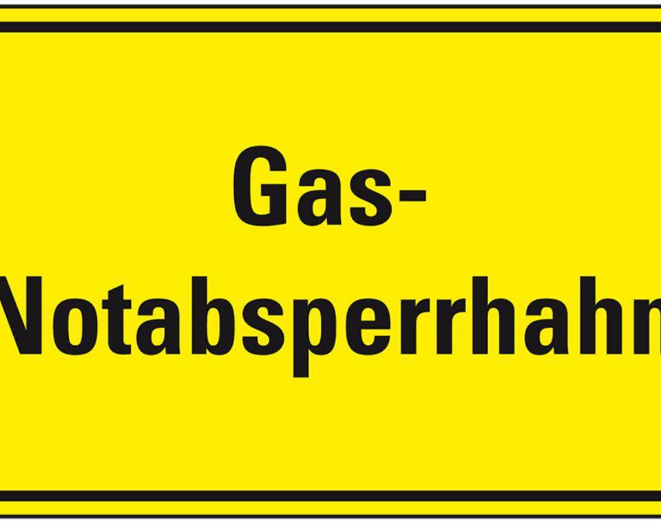 Hinweisschild Gas-Notabsperrhahn, Kunststoff, 300x200mm