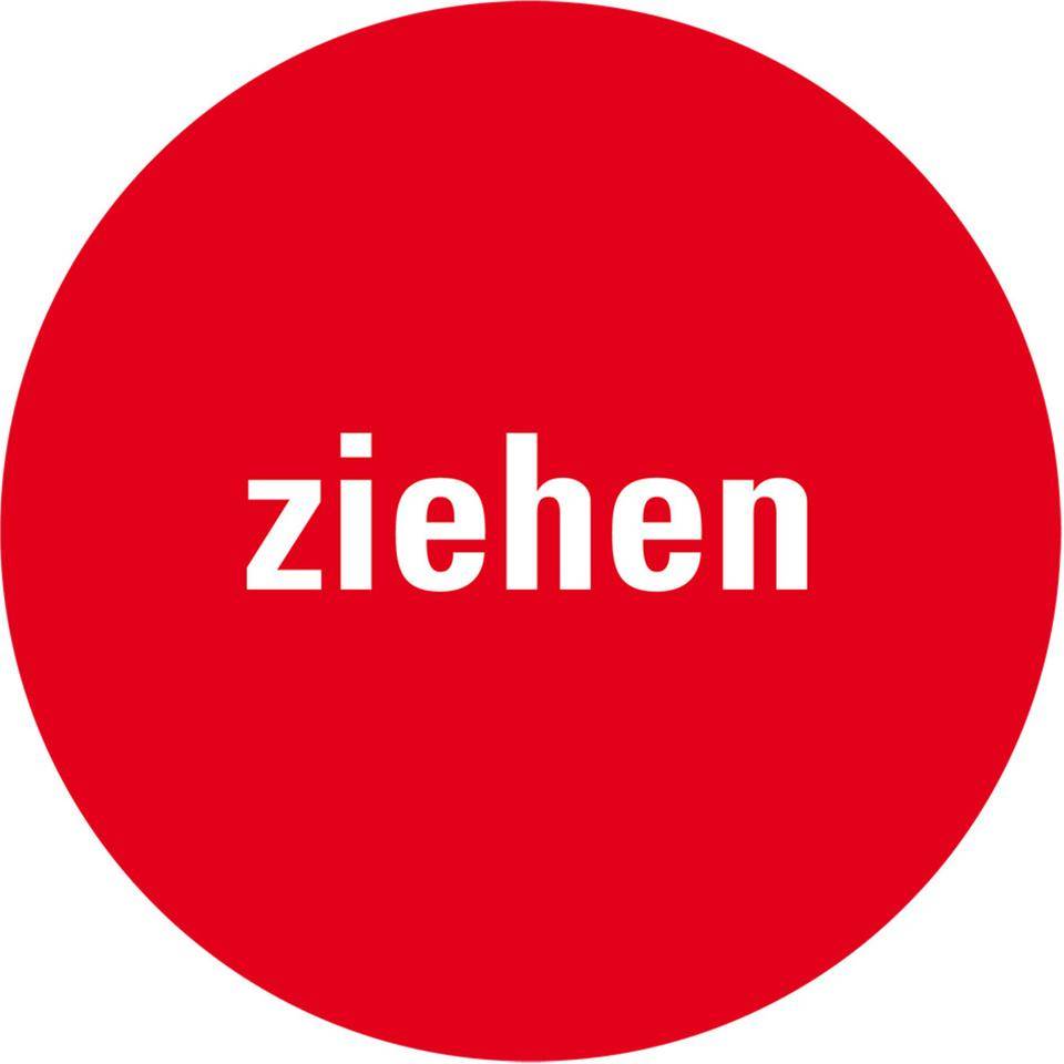 Türhinweis Ziehen, verhindert Stoßverletzungen, rot, Folie, selbstklebend, Ø 100mm
