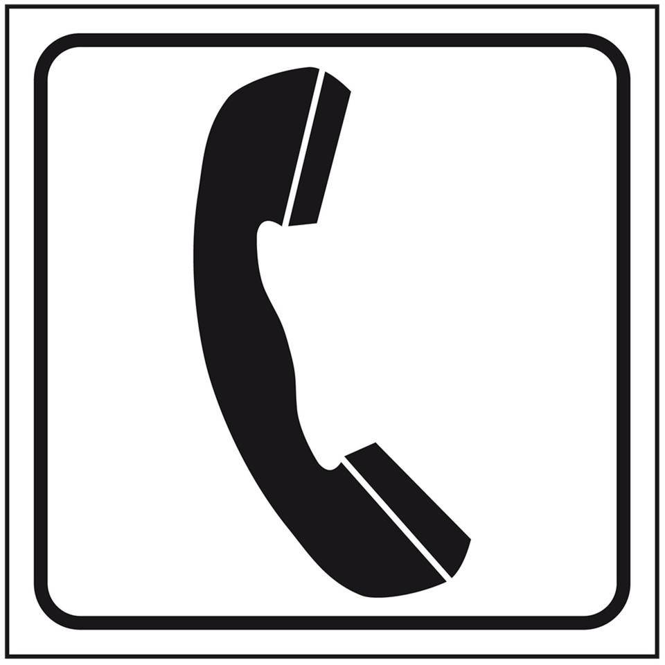 Standard Piktogramm Telefon, weiß/schwarz, Folie, selbstklebend,150x150mm