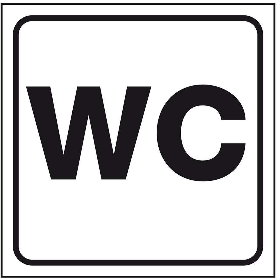Standard Piktogramm WC, weiß/schwarz, Folie, selbstklebend, 150x150mm, ASR A4.1