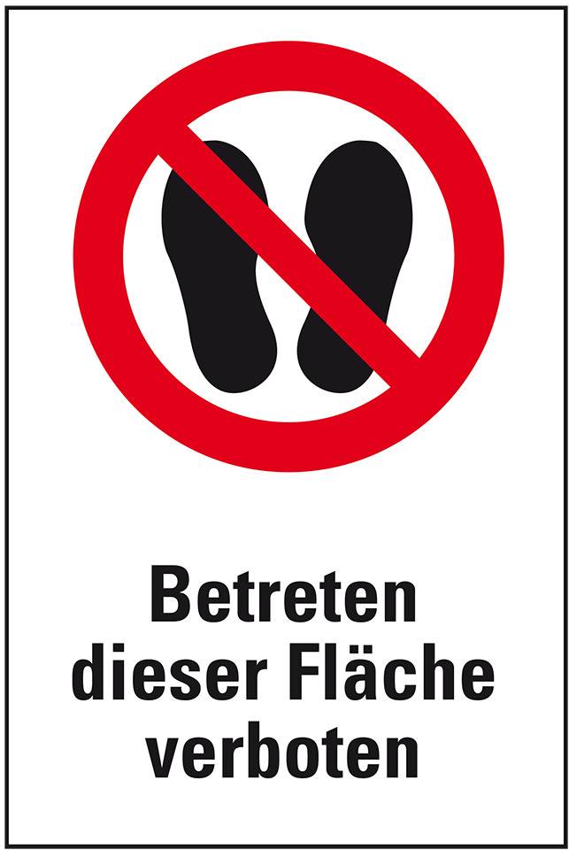 Verbots-Kombischild Betreten dieser Fläche verboten, Kunststoff, 200x300mm, ASR A1.3, DIN EN ISO 7010 P024