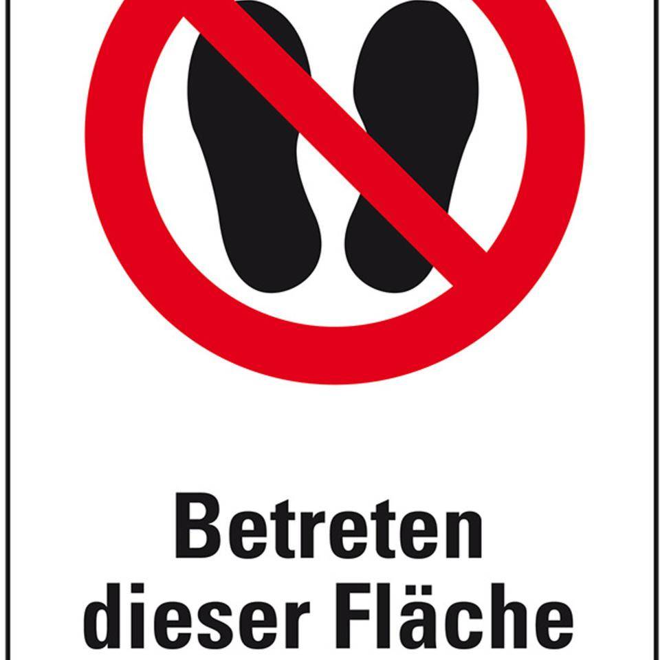 Verbots-Kombischild Betreten dieser Fläche verboten, Folie, 200x300mm, ASR A1.3, DIN EN ISO 7010 P024