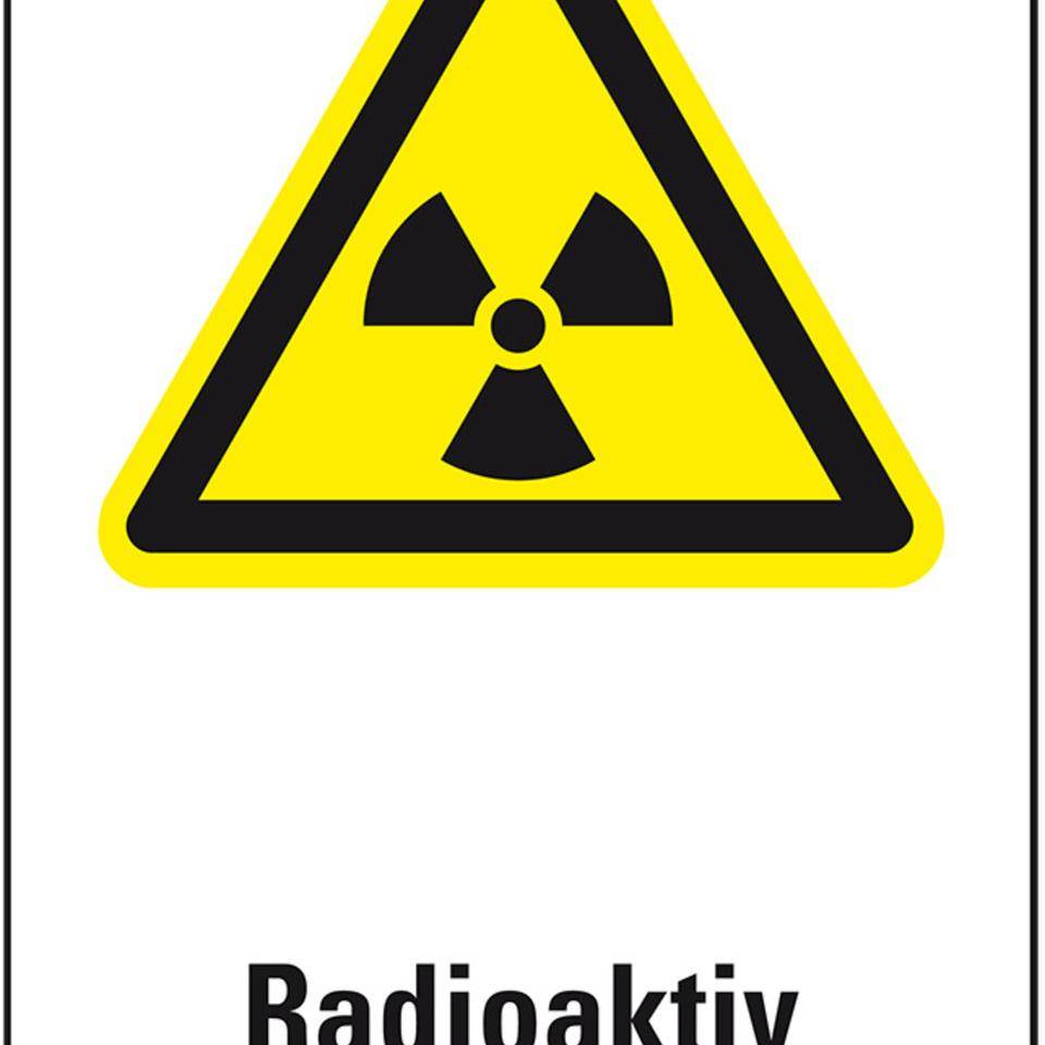 Warn-Kombischild Radioaktiv, Aluminium, 200x300mm, ASR A1.3, DINEN ISO 7010 W003