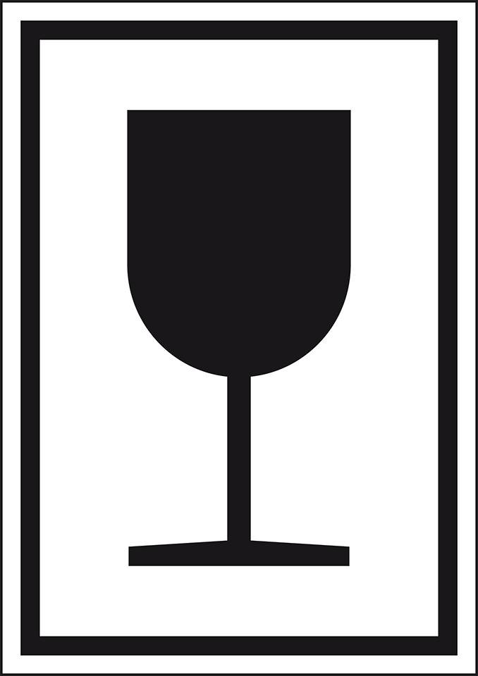 Verpackungskennzeichen Vorsicht zerbrechlich, Folie, 74x105mm, 500/Rolle, DIN EN ISO 780