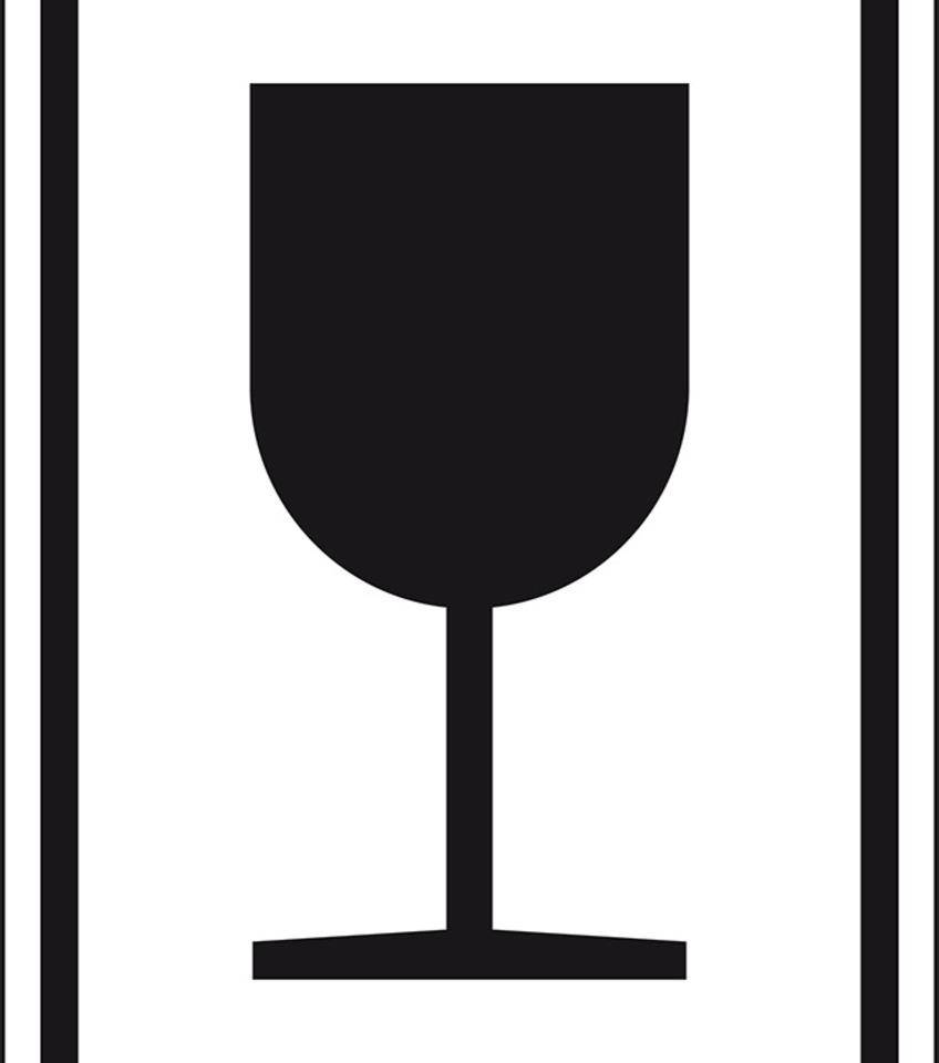 Verpackungskennzeichen Vorsicht zerbrechlich, Folie, selbstklebend, 74x105mm, DIN EN ISO 780