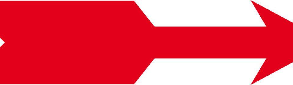 Drehrichtungspfeil, RoHS konform, rot, Folie, selbstklebend, 60x10mm, 5/Bogen