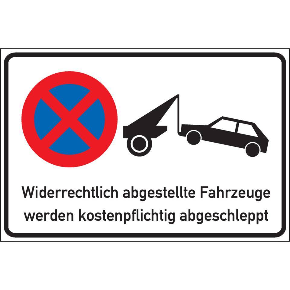 Haltverbotschild Widerrechtlich abgestellte Fahrzeuge..., Kunststoff, 600x400mm