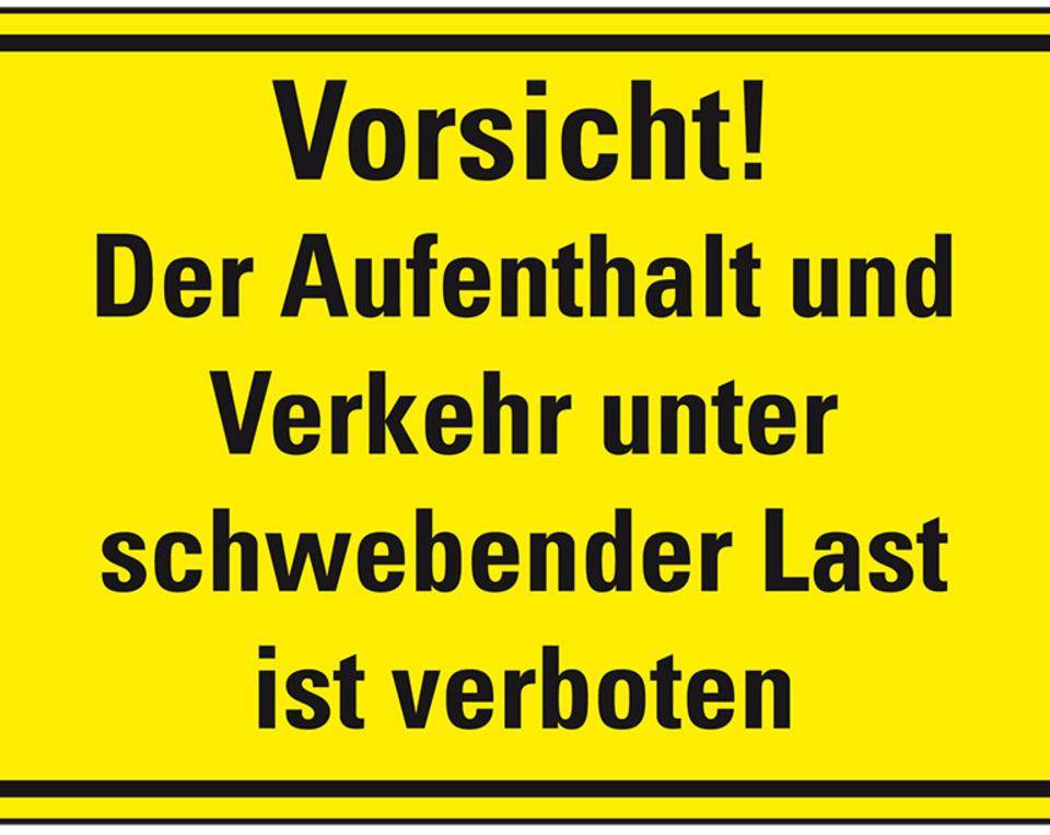 Hinweisschild Vorsicht! Aufenthalt und Verkehr unter..., 300x200mm, Aluminium