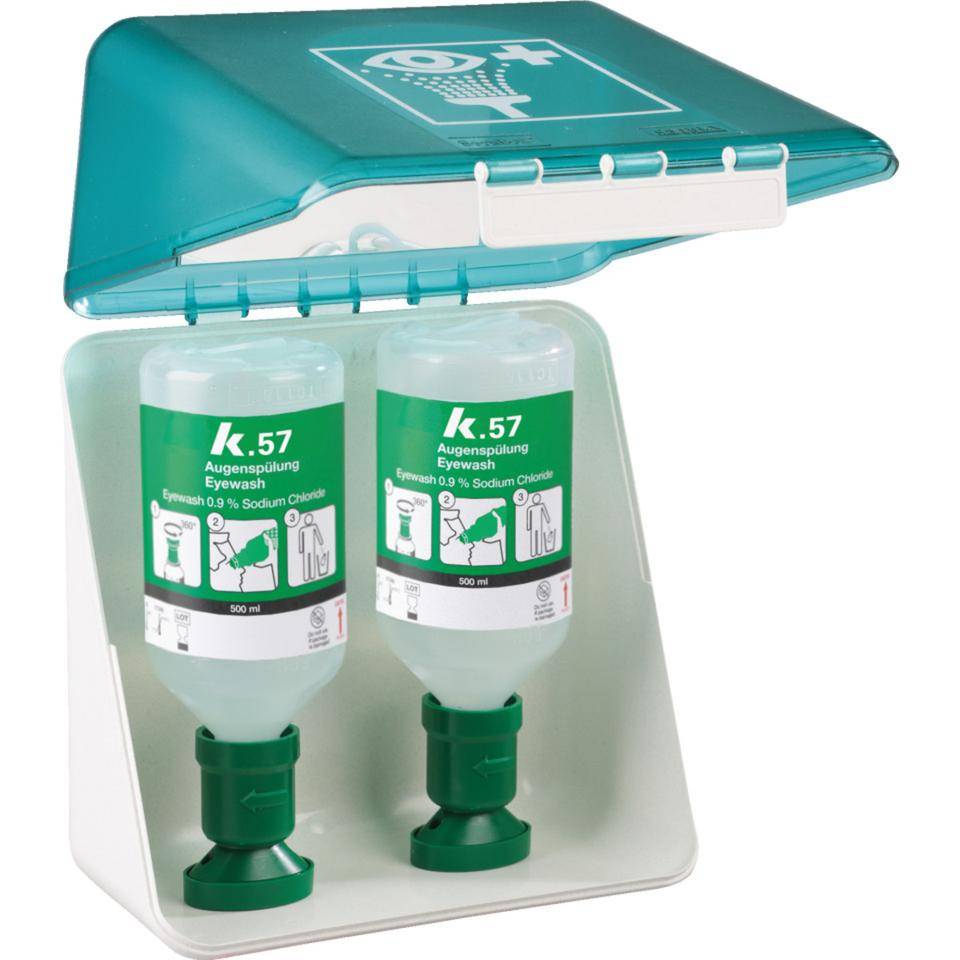 SecuBox® Augenspülstation, zur Wandmontage, 2x500ml-Flaschen, 236x225x125mm