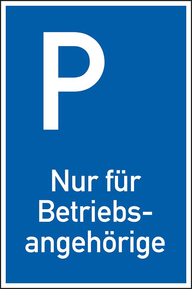 Parkplatzschild Nur für Betriebsangehörige, spitze Ecken, Kunststoff, 250x400mm