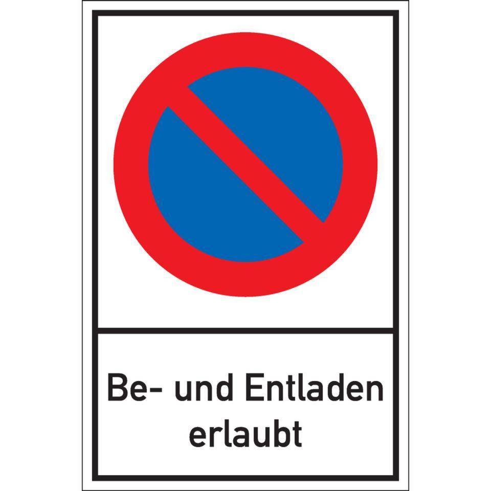 Parkverbotsschild Be- und Entladen erlaubt, Aluminium, 400x600mm