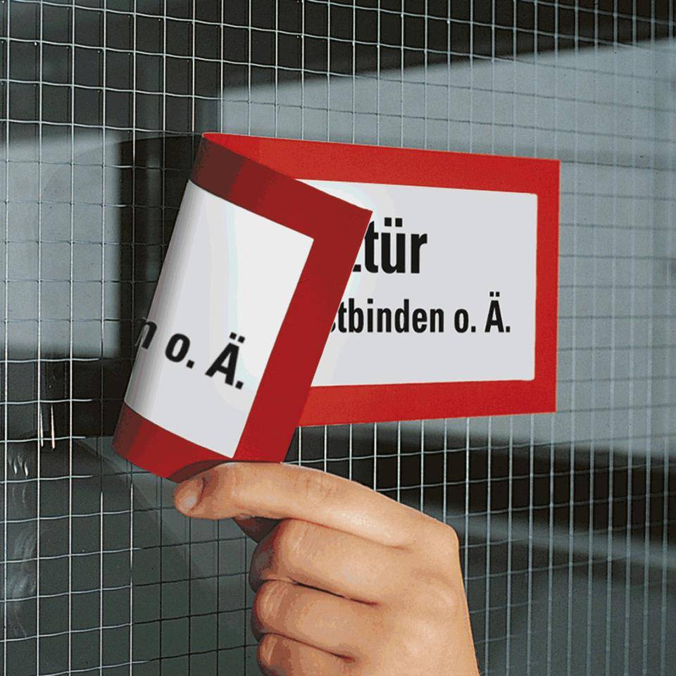 Feuerwehrschild Brandschutztür verkeilen..., doppelseitig, Folie, 210x74mm, DIN 4066