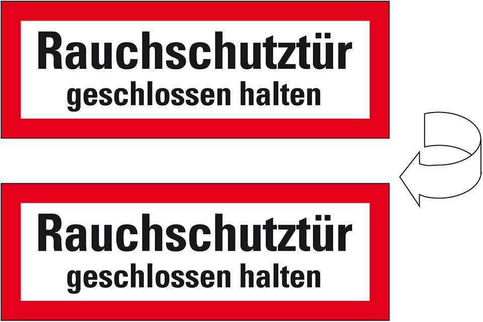 Feuerwehrschild Rauchschutztür geschlossen halten, doppelseitig, Folie, 210x74mm, DIN 4066