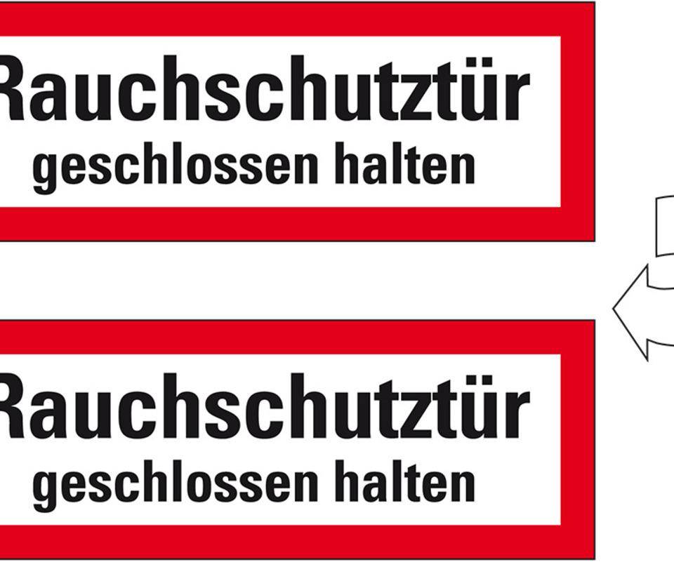 Feuerwehrschild Rauchschutztür geschlossen halten, doppelseitig,Folie, 210x74mm, DIN 4066