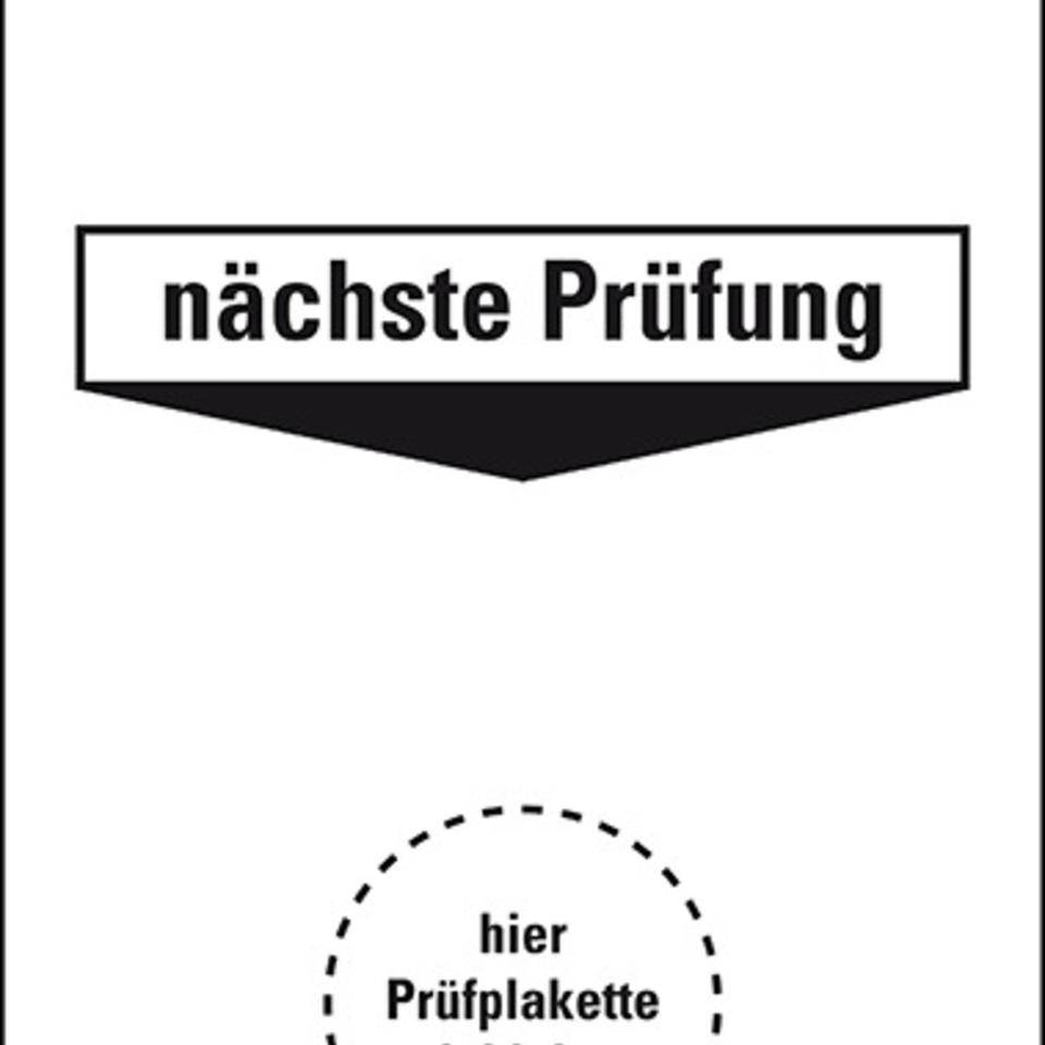 Grundetikett Prüfung gemäß §...nä/letz.Prüfung, Folie, selbstklebend, 40x100mm, 5/Bogen