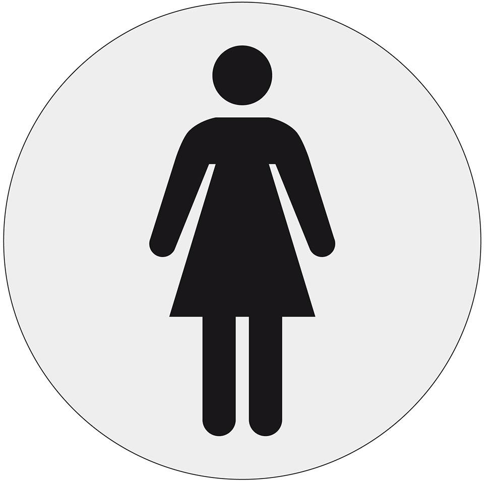 Türaufkleber Damen, Grund silber, Symbol schwarz, Polyesterfolie, Ø 100mm, ASR A4.1