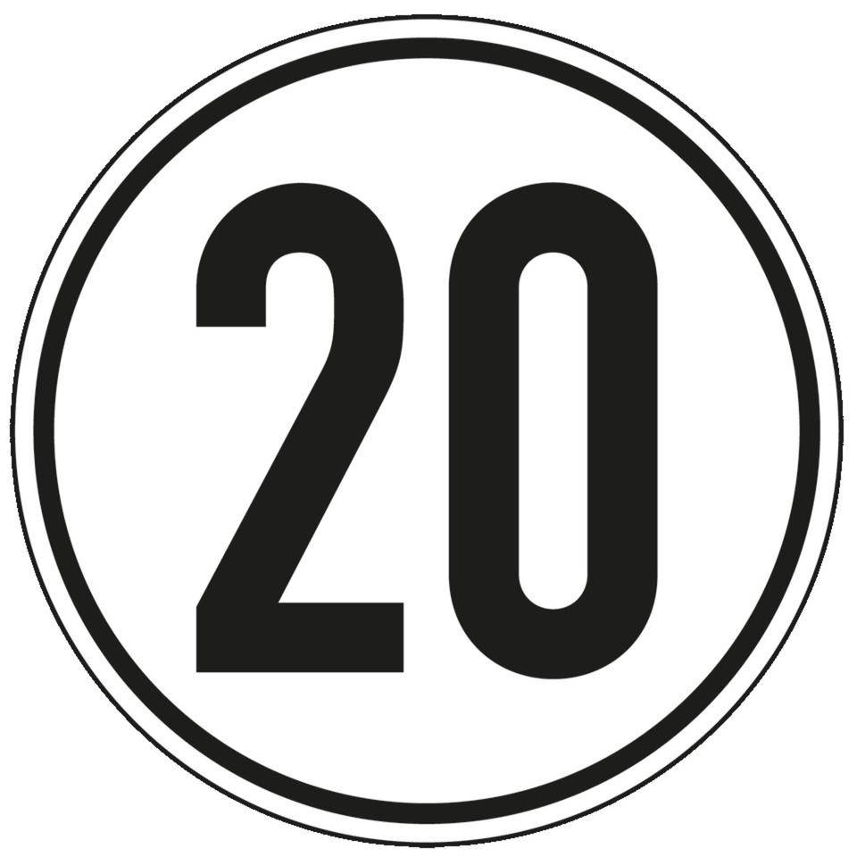 Geschwindigkeits-Schild 20 km/h, StVZO § 58, Aluminium, Ø 200mm