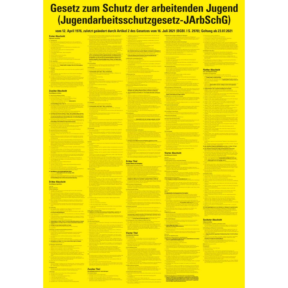 Aushang Jugendarbeitsschutzgesetz-JArbSchG, Kunststoff, 700x1000mm