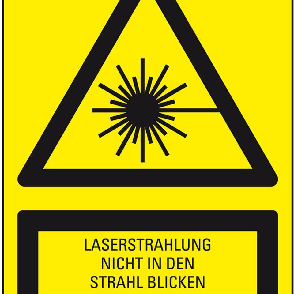 Warn-Kombischild Laserstrahlung Laser Klasse 2, Folie, selbstklebend, 50x70mm, 3/Bogen
