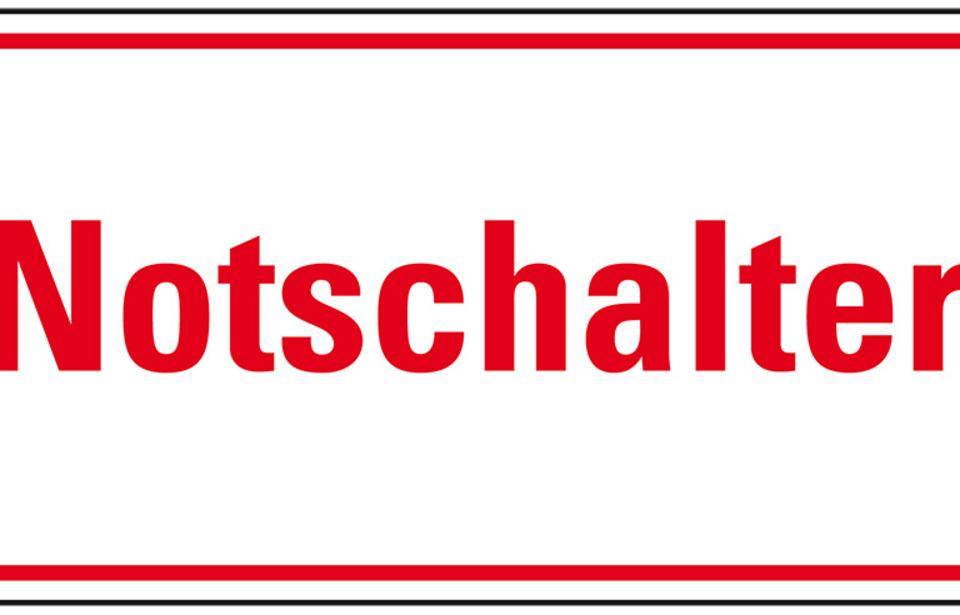 Hinweisschild Notschalter, Aluminium, 200x100mm