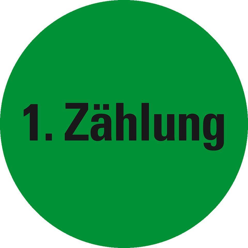 Markierungspunkt 1.Zählung, hellgrün, Haftpapier, ablösbar, Ø 37mm, 10/Bogen