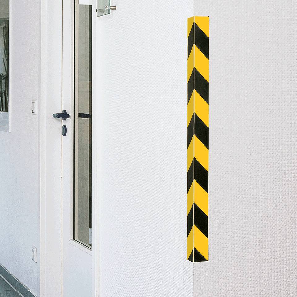 Winkelmarkierung, gelb/schwarz schraffiert, Aluminium, 50x990mm, ASR A1.3