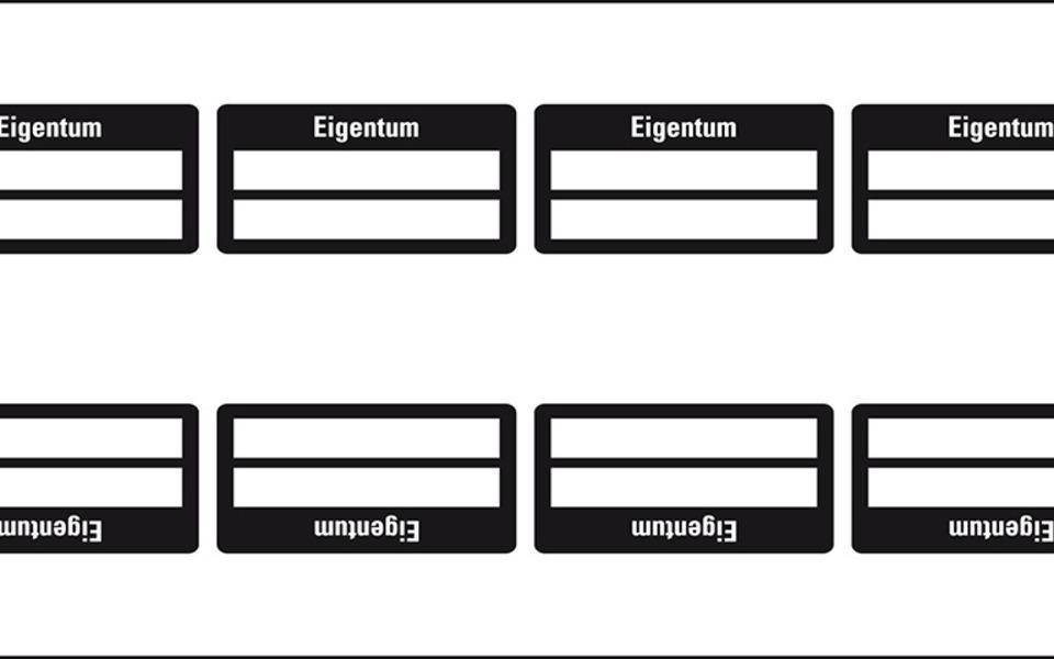 Inventaretikett Eigentum, schwarz, Dokumentenfolie, selbstklebend, 60x30mm, 9/Bogen