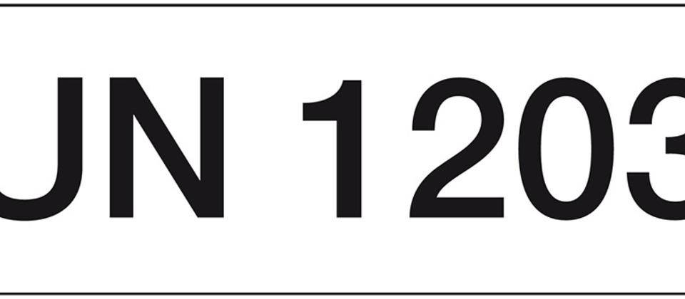 Gefahrgutkennzeichen für Benzin UN 1203, Folie, selbstklebend, 147x50mm, 250/Rolle, GGVSEB, ADR