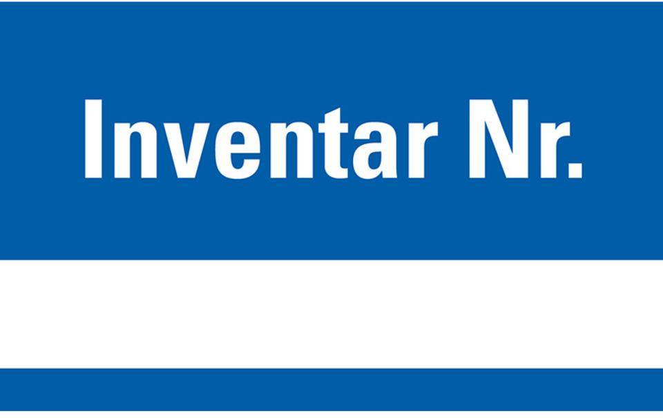 Etikett Inventar Nr., einzeilig, blau, Folie, Klappkaschierung, 40x20mm, 8/Bogen