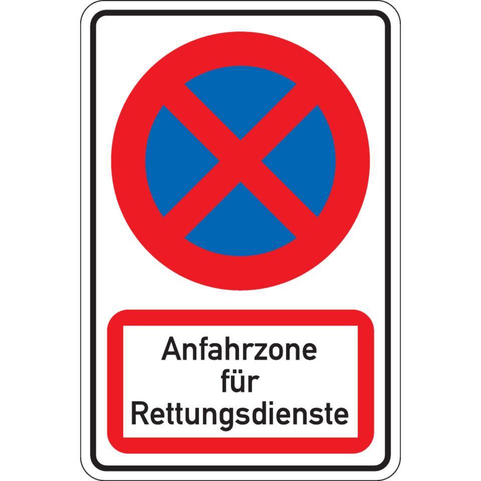 Kombischild Parkverbot - Anfahrzone für..., Aluminium RA0, reflektierend, 600x900mm, DIN 67520