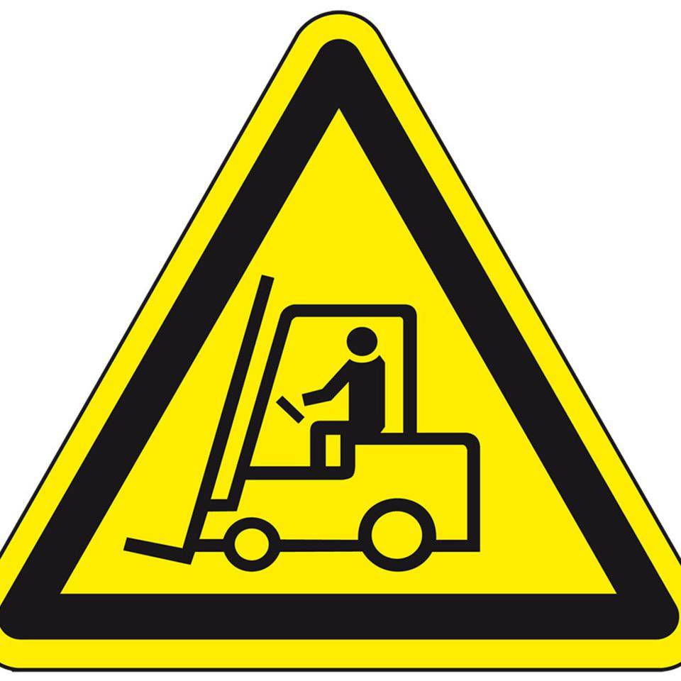 PREMARK® Bodenzeichen Warnung vor Flurförderzeugen, Rutschhemmung R12, zur Kennzeichnung von Verkehrswegen, SL 1000mm