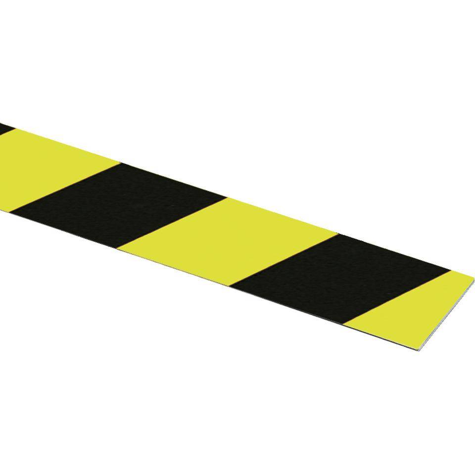 Flachmarkierung, linksweisend, fluoreszierend-nachleuchtend gelb/schwarz, Aluminium, 100x990mm, ASR A1.3