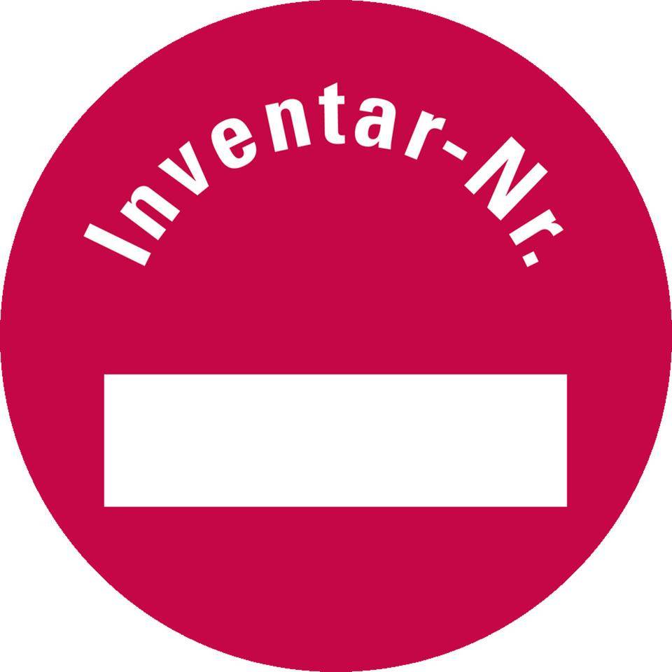 Inventaretikett Inventar-Nr., rot, Dokumentenfolie mit Spezialkleber, Ø30mm, 18/Bogen