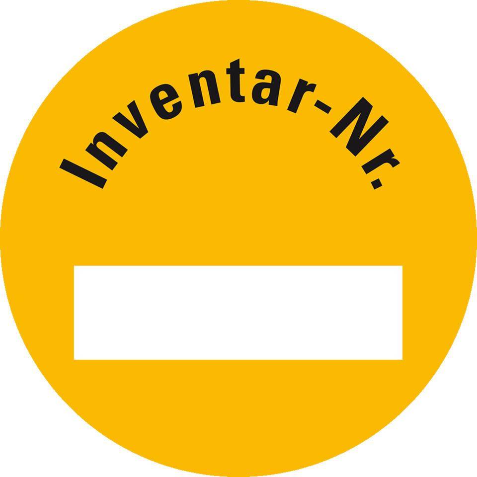 Inventaretikett Inventar-Nr., gelb, Dokumentenfolie, selbstklebend, Ø 30mm, 18/Bogen